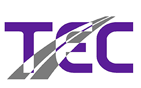 A purple and gray logo for tec.